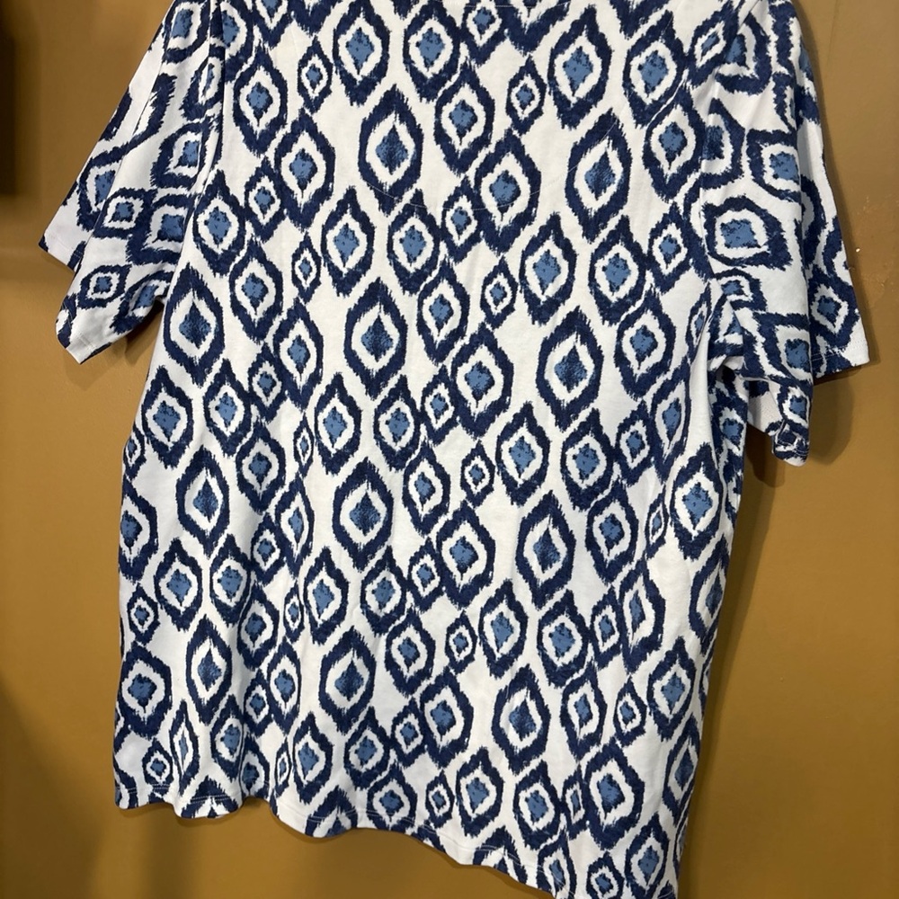 HC600 Denim&Co Blue And White Shirt Size 1X Short Sleeve A396663 - Picture 6 of 7